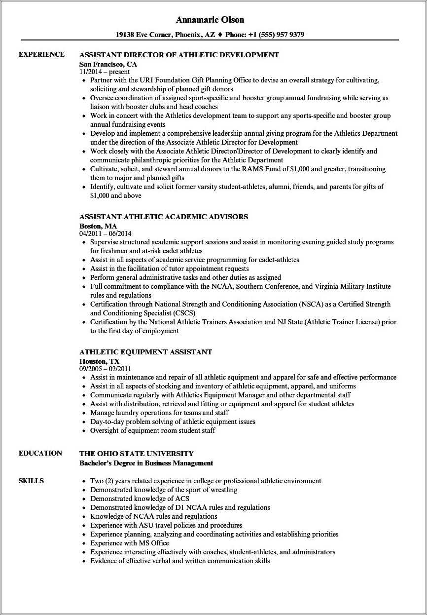 Student Athlete Resume D1 Sample - Resume Example Gallery