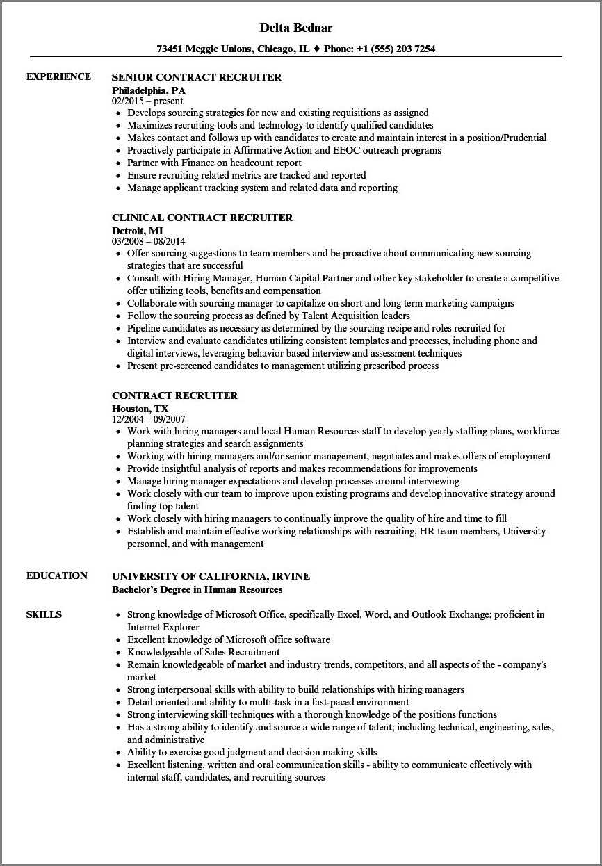 Survey Research Recruiter Resume Samples - Resume Example Gallery