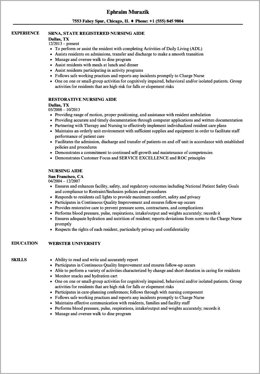 Nursing Assistant Resume Sample Philippines Resume Example Gallery