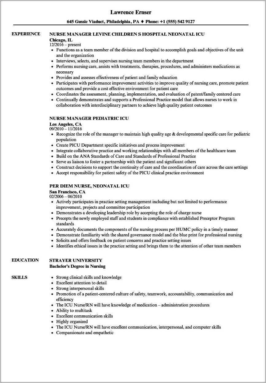 Nursing Resume Examples Computer Skills Resume Example Gallery