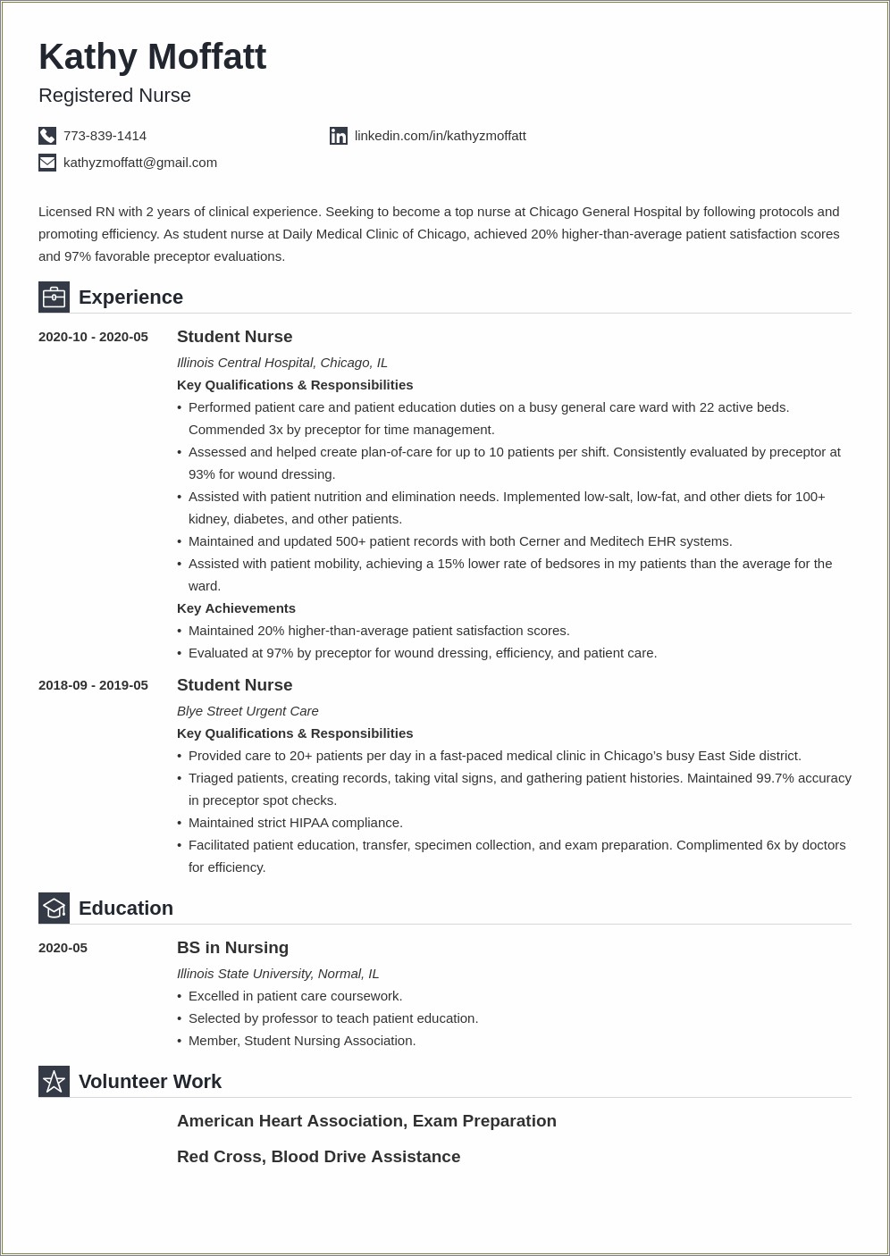 Nursing Student Graduate Resume Sample Examples - Resume Example Gallery