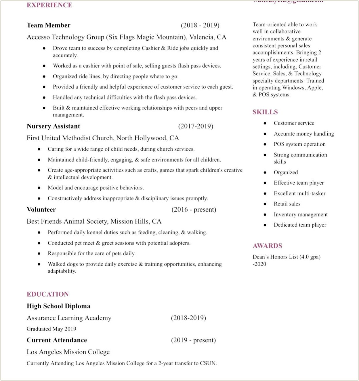 Resume Example For Whole Foods Receiver - Resume Example Gallery