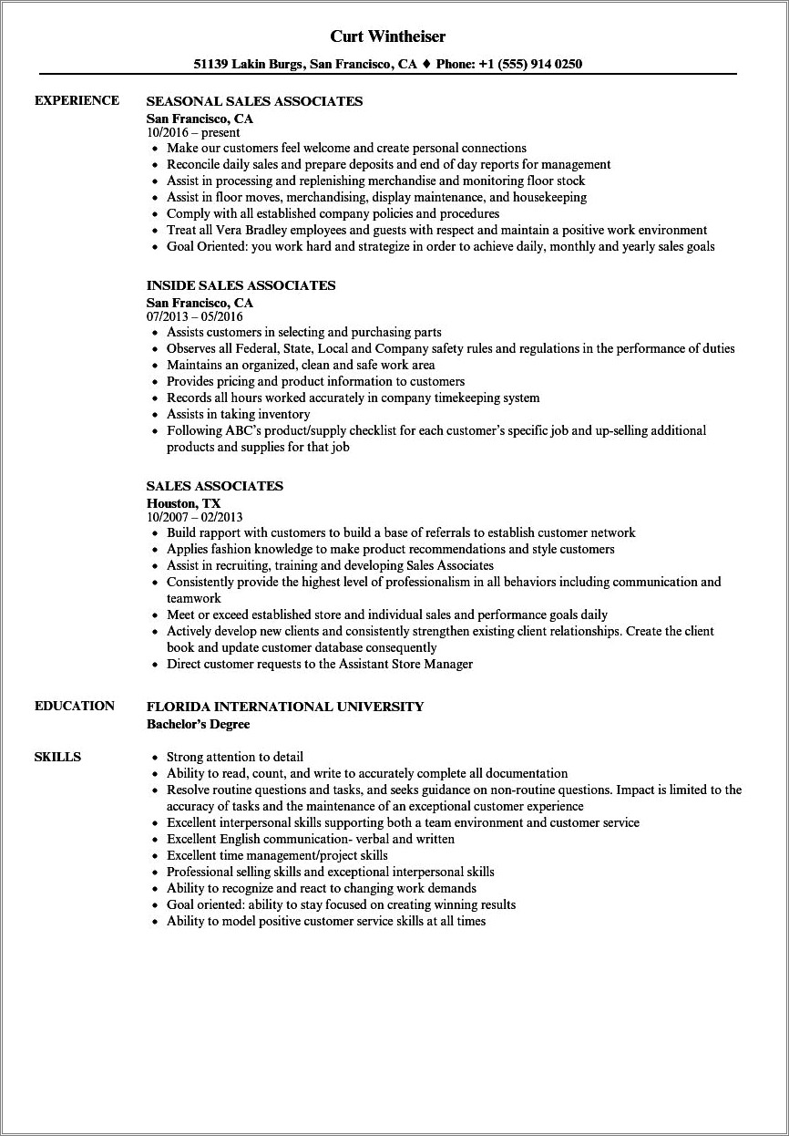 Resume Objective For Bath And Body Works - Resume Example Gallery