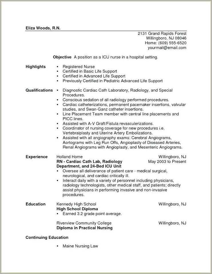 Example Objective For Nursing Resume - Resume Example Gallery