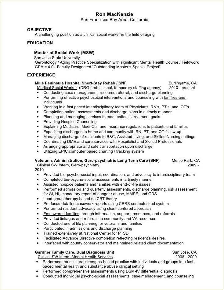 Case Management Resume Objective Examples - Resume Example Gallery