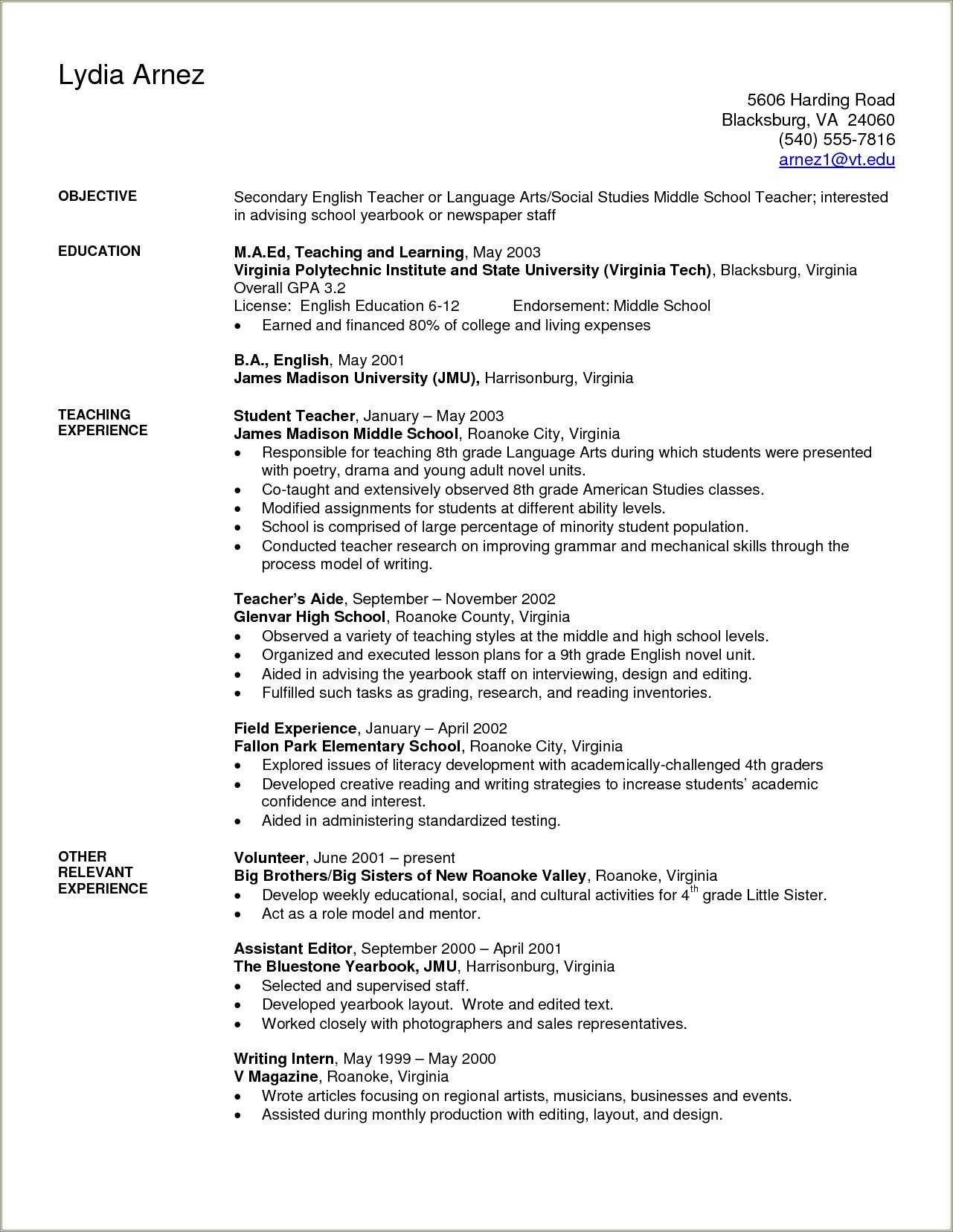 Resume Objective Example Information Technology - Resume Example Gallery