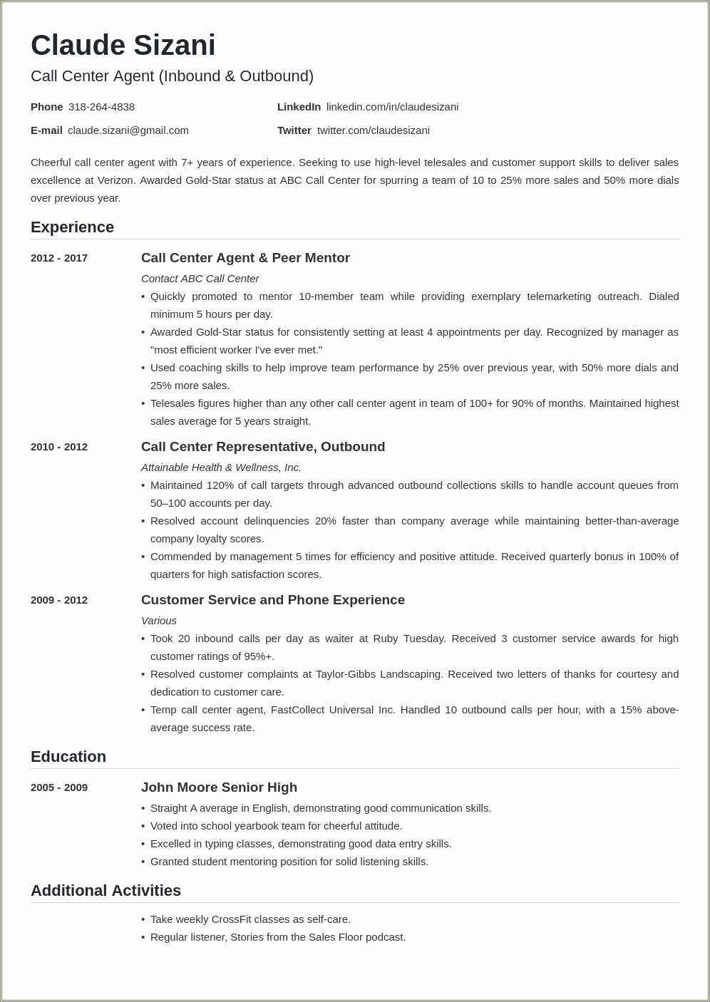 Objective On Resume Customer Service Resume Example Gallery