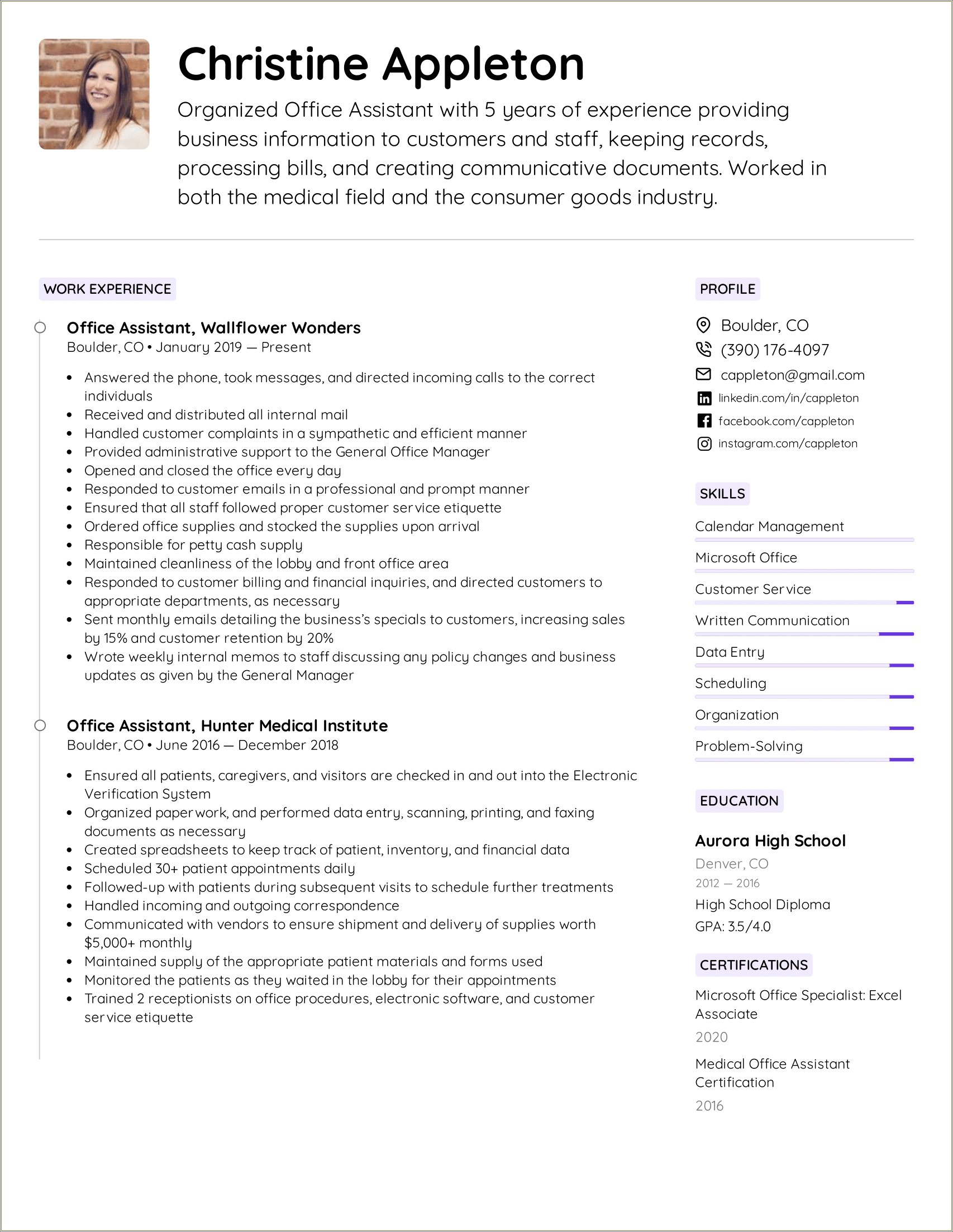 List Of Office Skills For Resume Examples - Resume Example Gallery