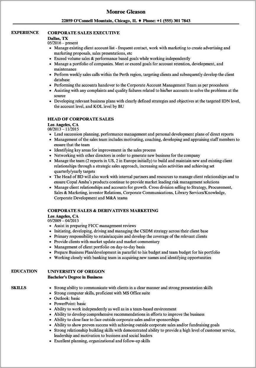 Oil And Gas Sales Resume Examples - Resume Example Gallery