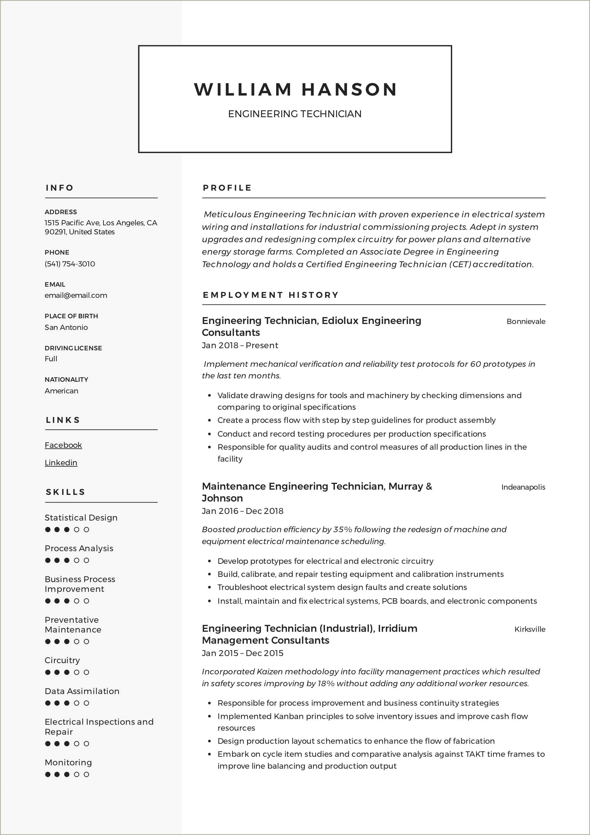 Oil And Gas Technician Resume Sample - Resume Example Gallery