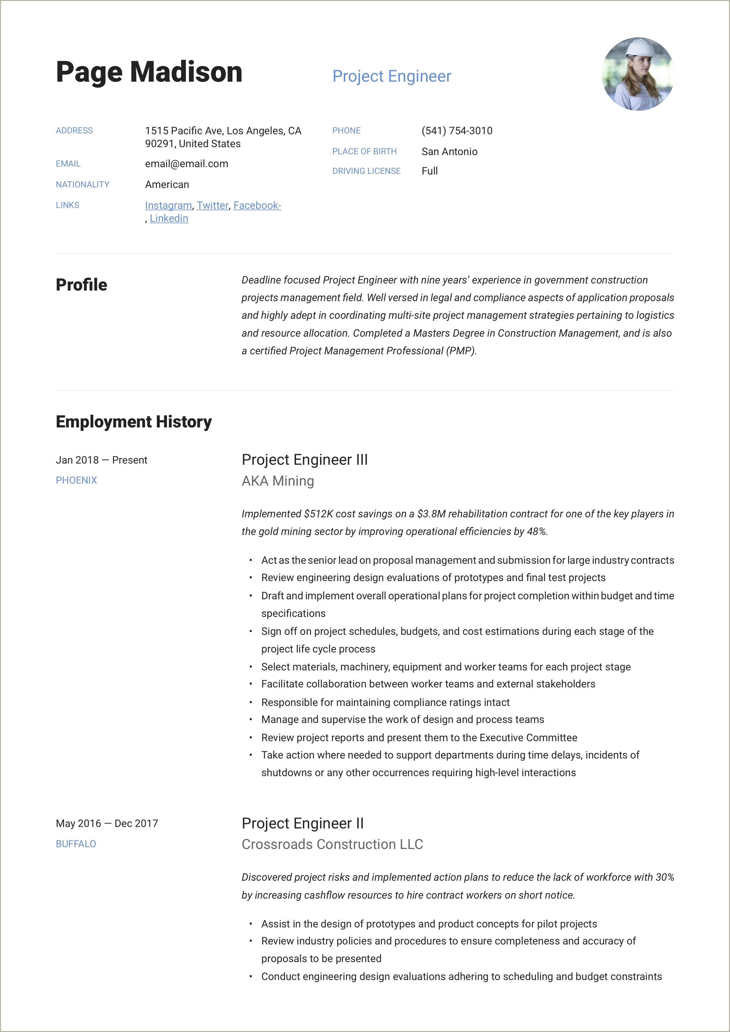 Oil Field Engineering Resume Examples - Resume Example Gallery