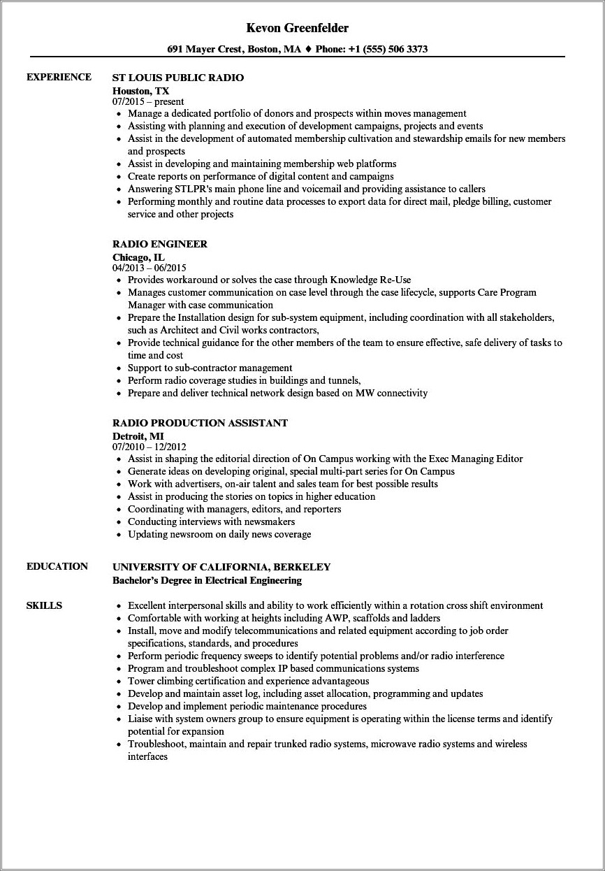 On Air Talent Resume Samples - Resume Example Gallery