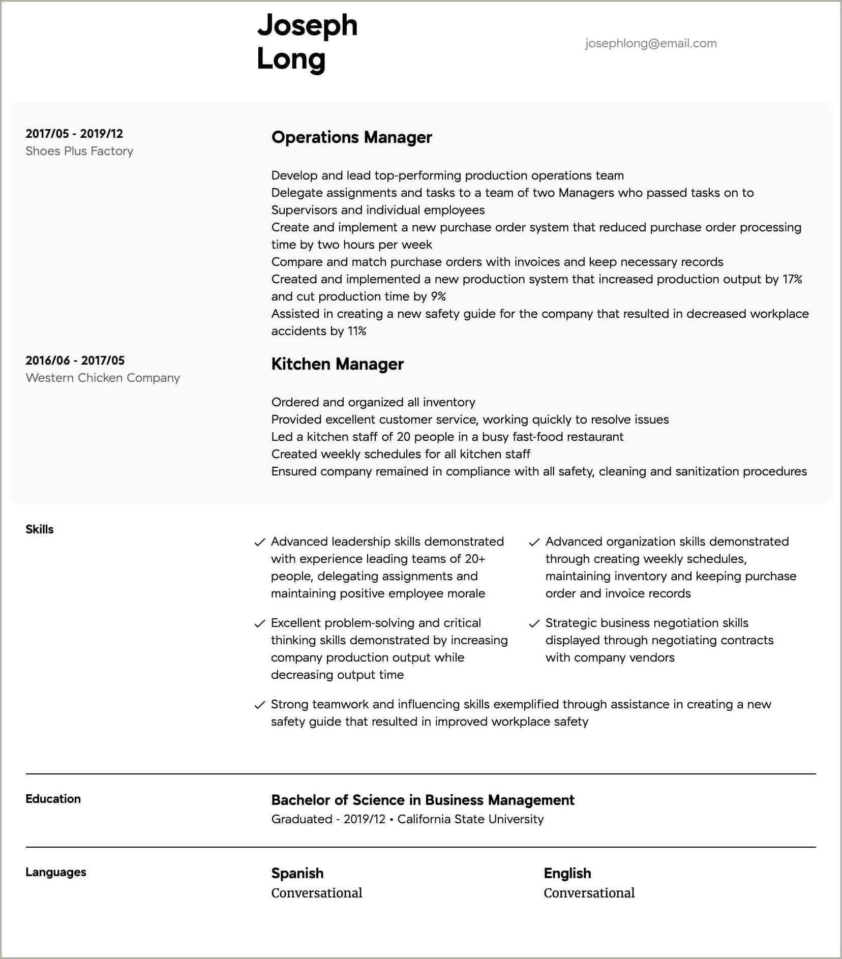 Operations Manager Resume Template Word Resume Example Gallery