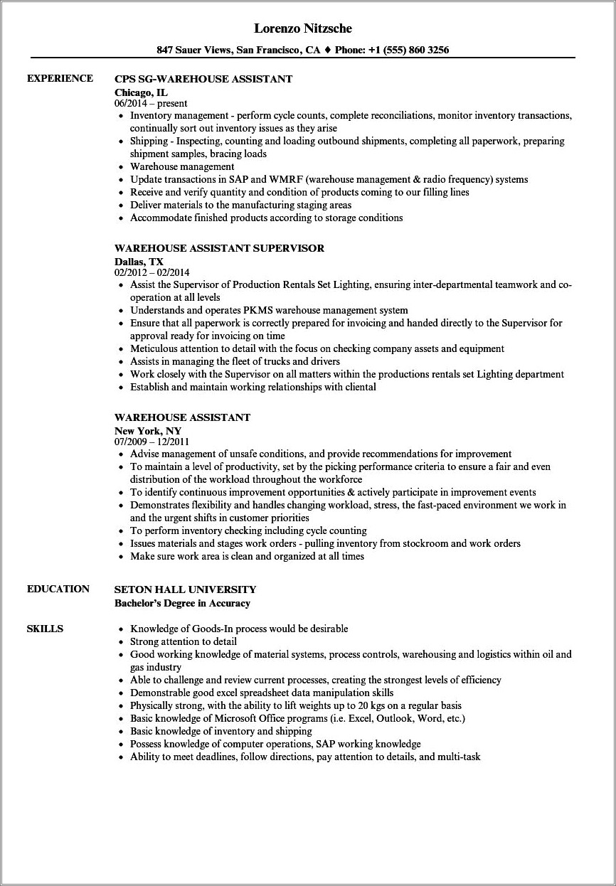 Panda Express Assistant Manager Resume - Resume Example Gallery