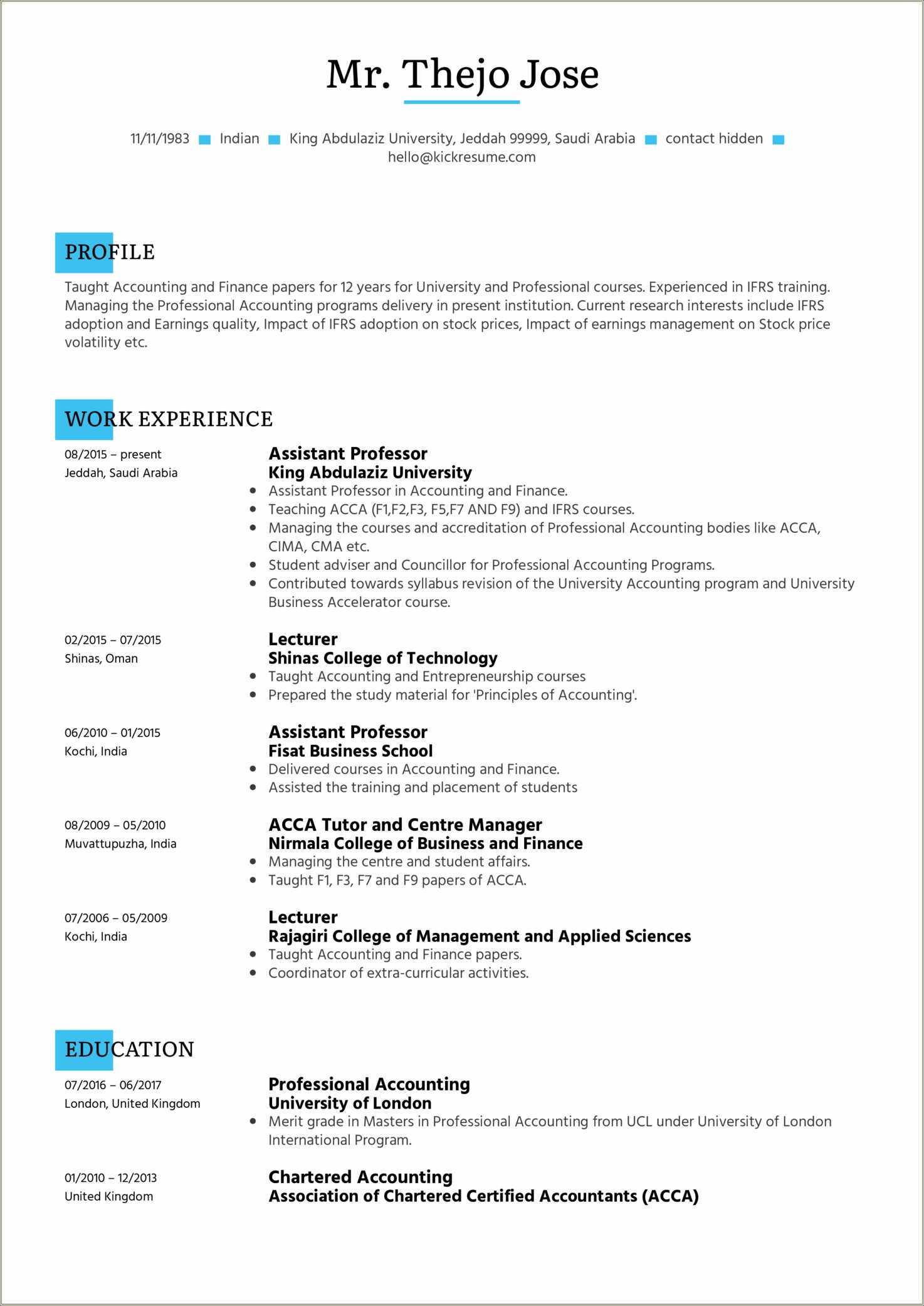 Part Time Lecturer Resume Sample Resume Example Gallery