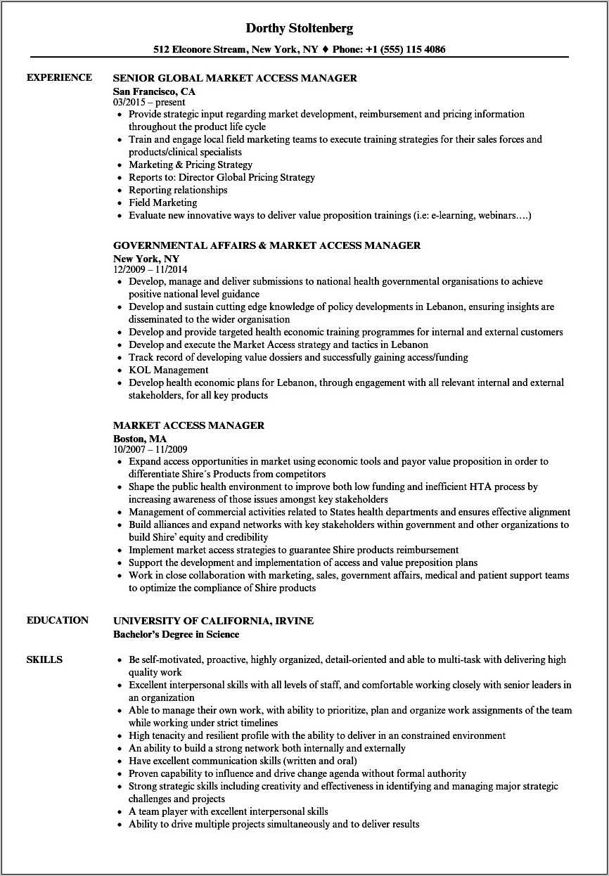 Patient Access Manager Resume Examples - Resume Example Gallery