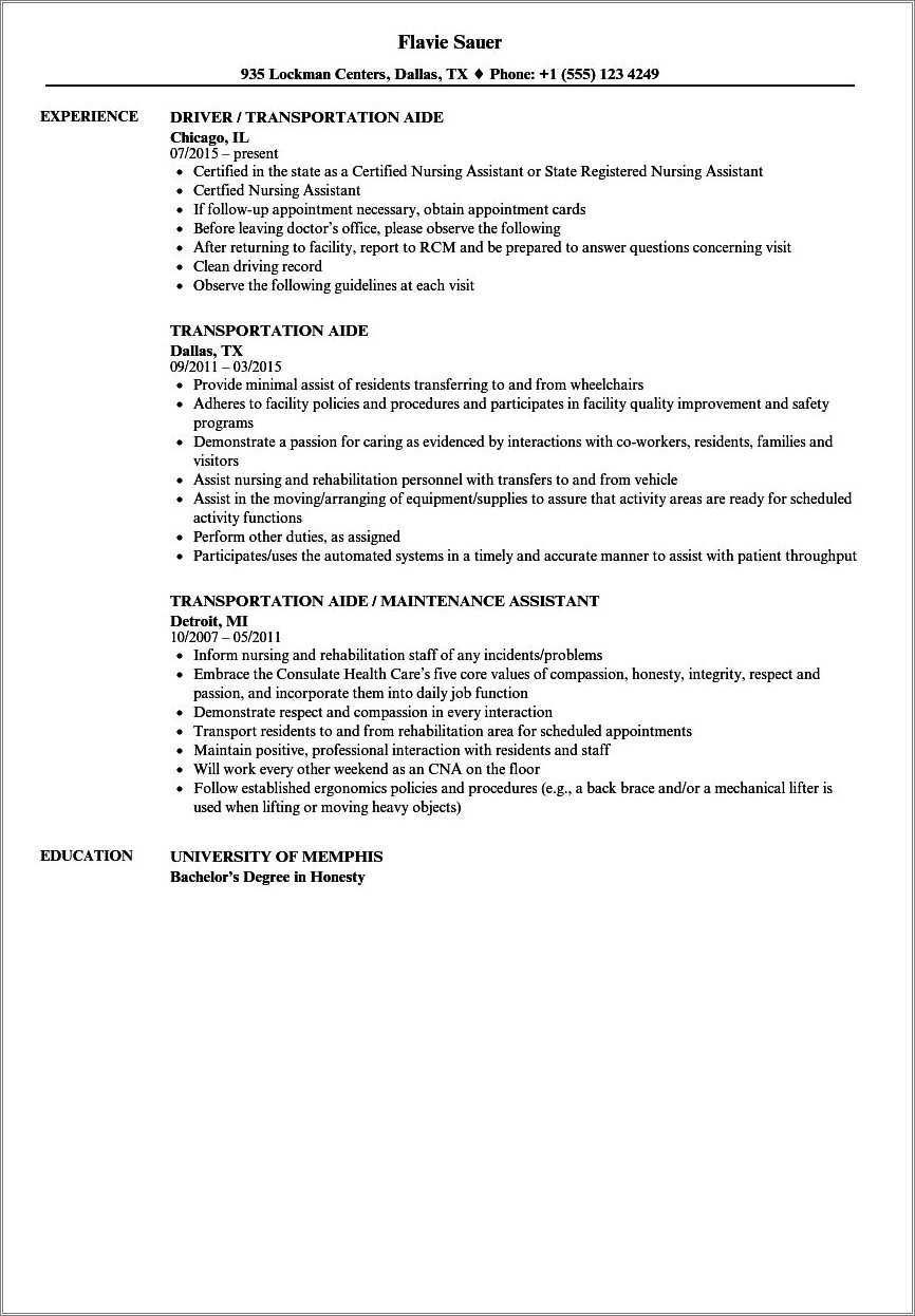 Patient Transport Job Description For Resume Resume Example Gallery