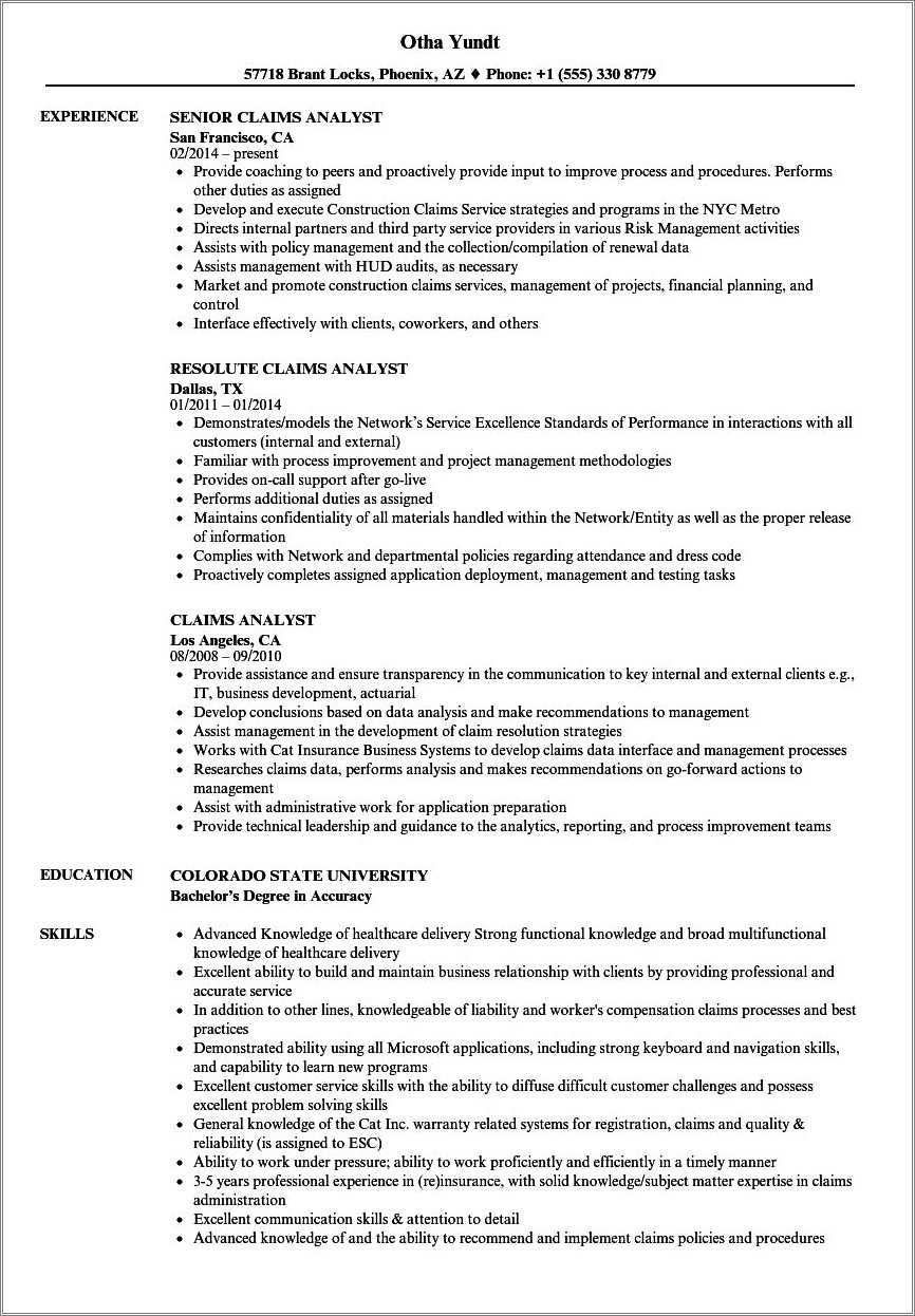 P&c Insurance Business Analyst Resume Sample - Resume Example Gallery