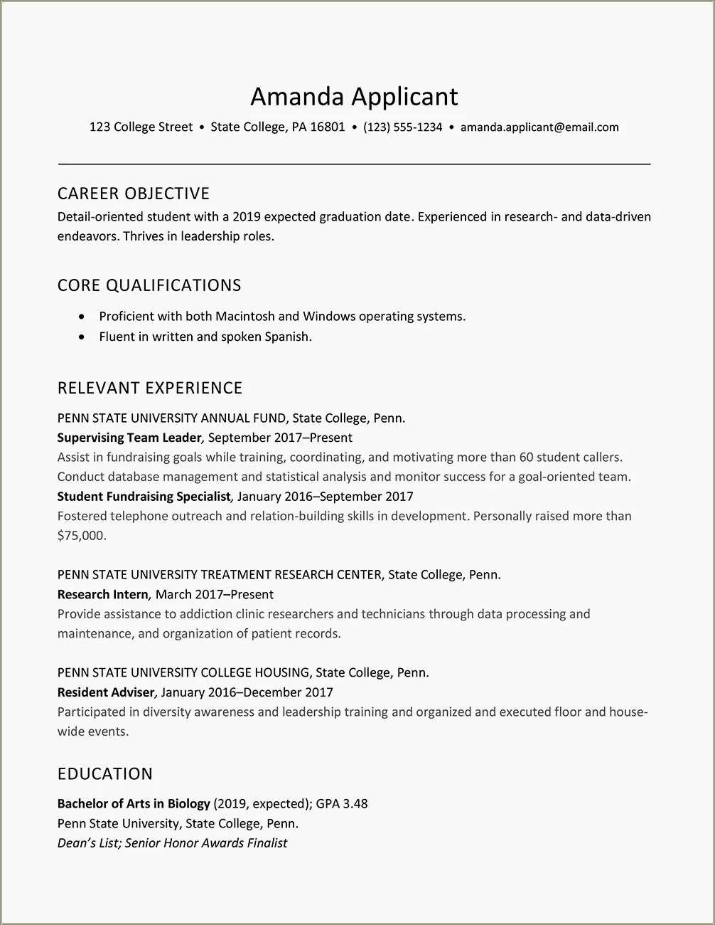 Ohio State Engineering Career Services Resume Template Resume Example