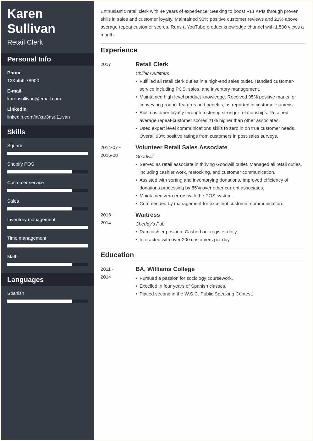 Perfect Resume Example For Retail - Resume Example Gallery