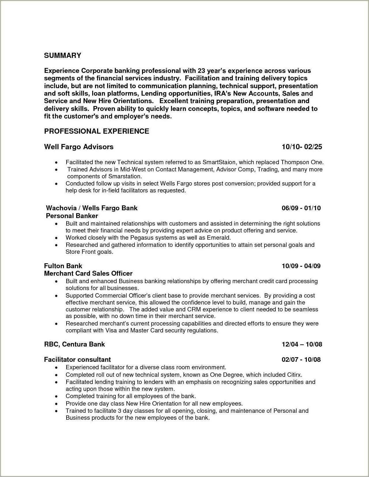 Personal Banking Associate Resume Sample - Resume Example Gallery
