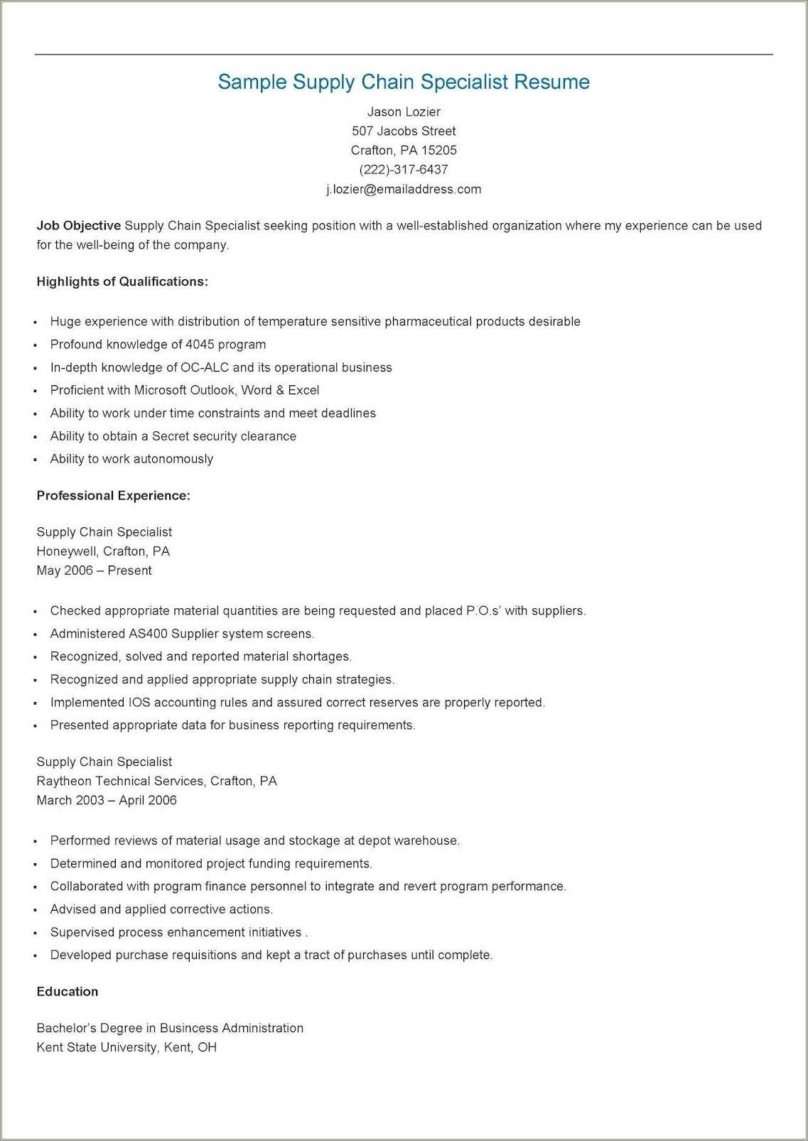 Personnel Security Specialist Resume Example Resume Example Gallery