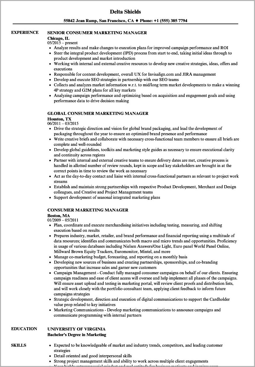 Pharmaceutical Marketing Manager Resume Sample - Resume Example Gallery