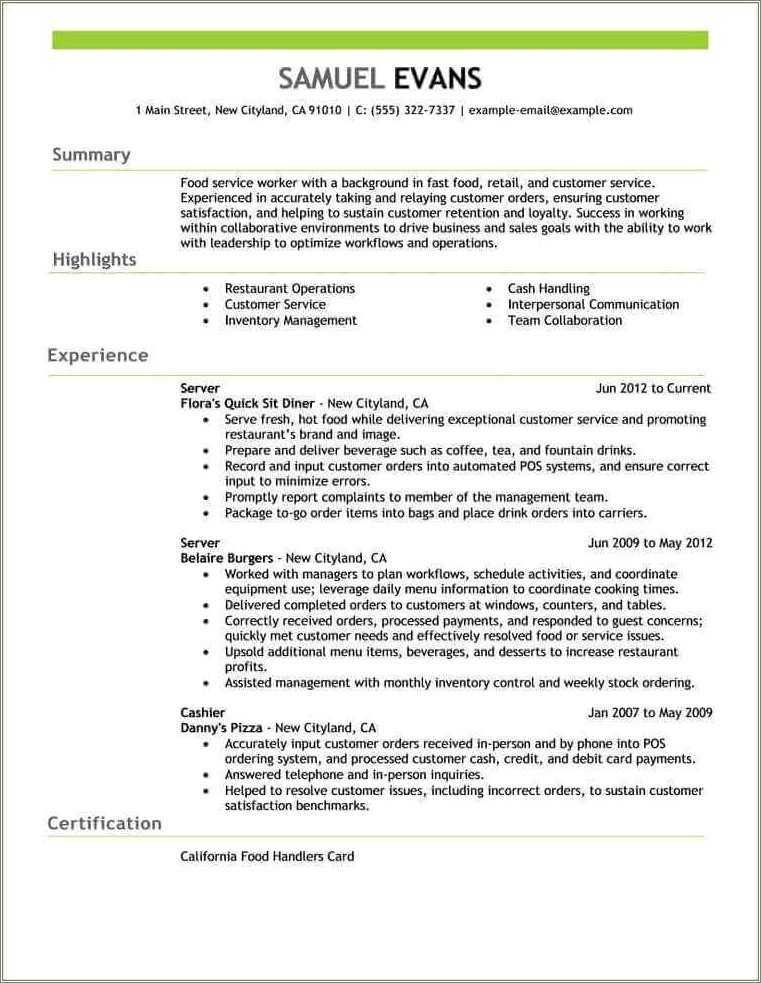 Pizza Hut Employee Job Description On A Resume Resume Example Gallery