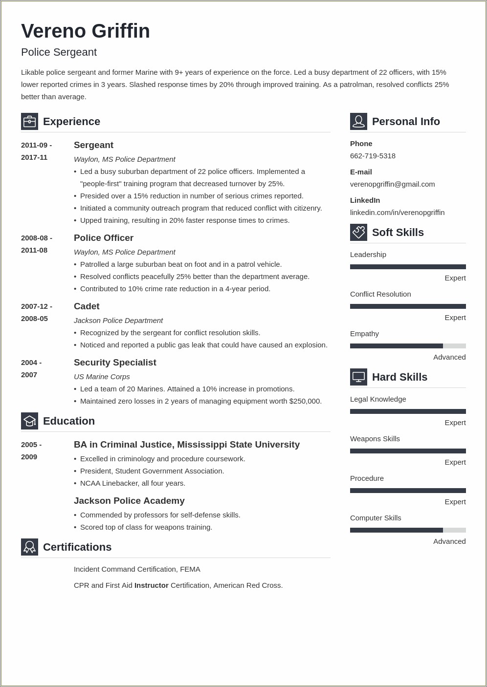 Police Officer Resume Skills And Abilities - Resume Example Gallery