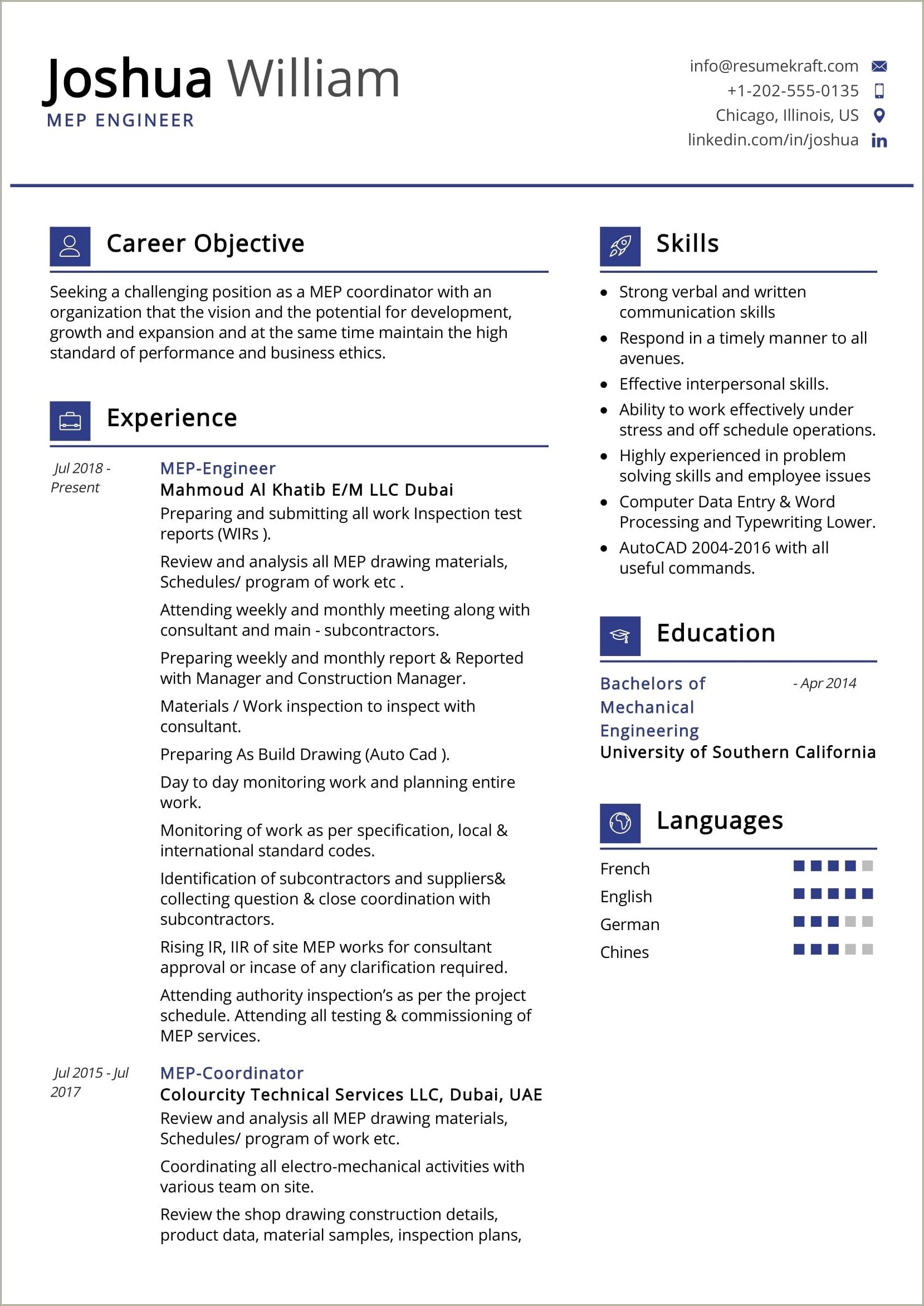 Sample Resume For Power Plant Maintenance - Resume Example Gallery