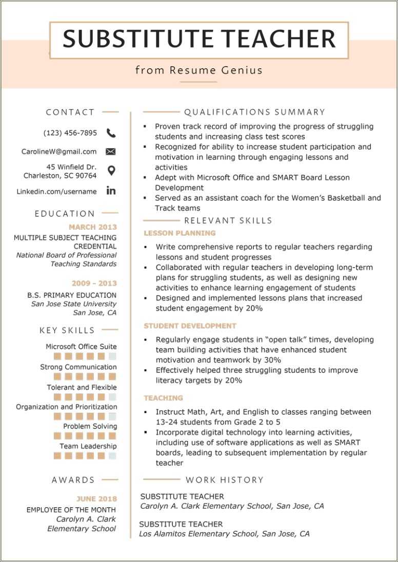 Primary Teacher Resume Sample Doc Resume Example Gallery