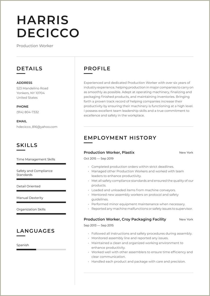 Process Worker Job Description Resume Resume Example Gallery