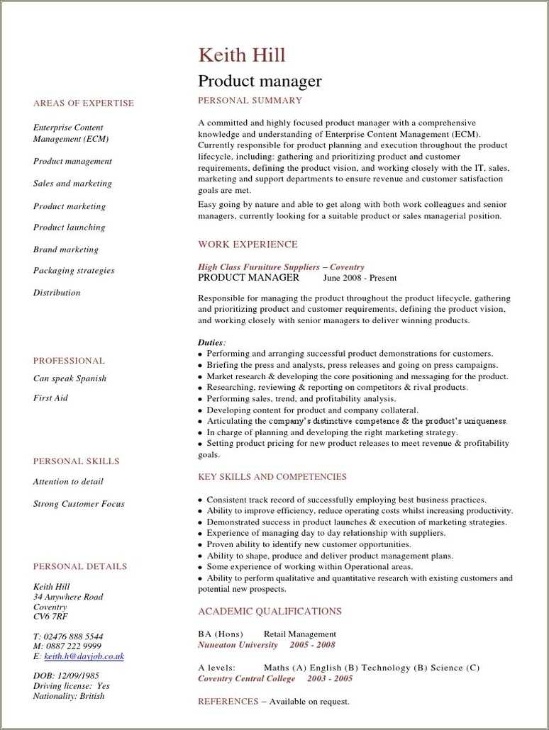 Product Manager Resume Samples Pdf Resume Example Gallery