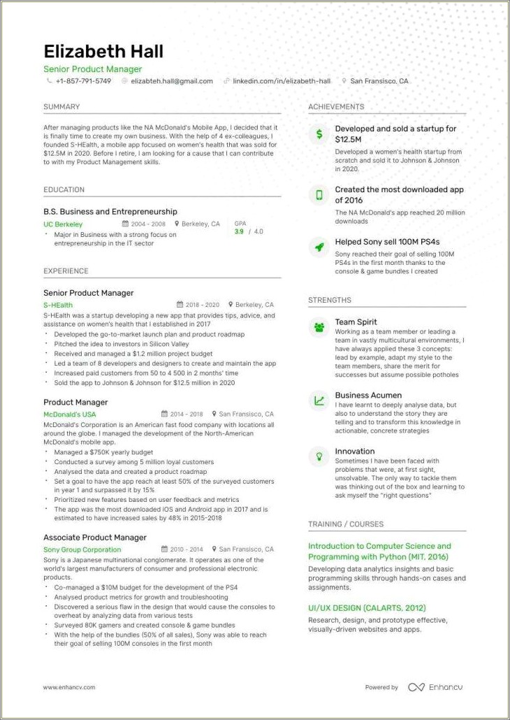 Product Manager Resume Skills Section