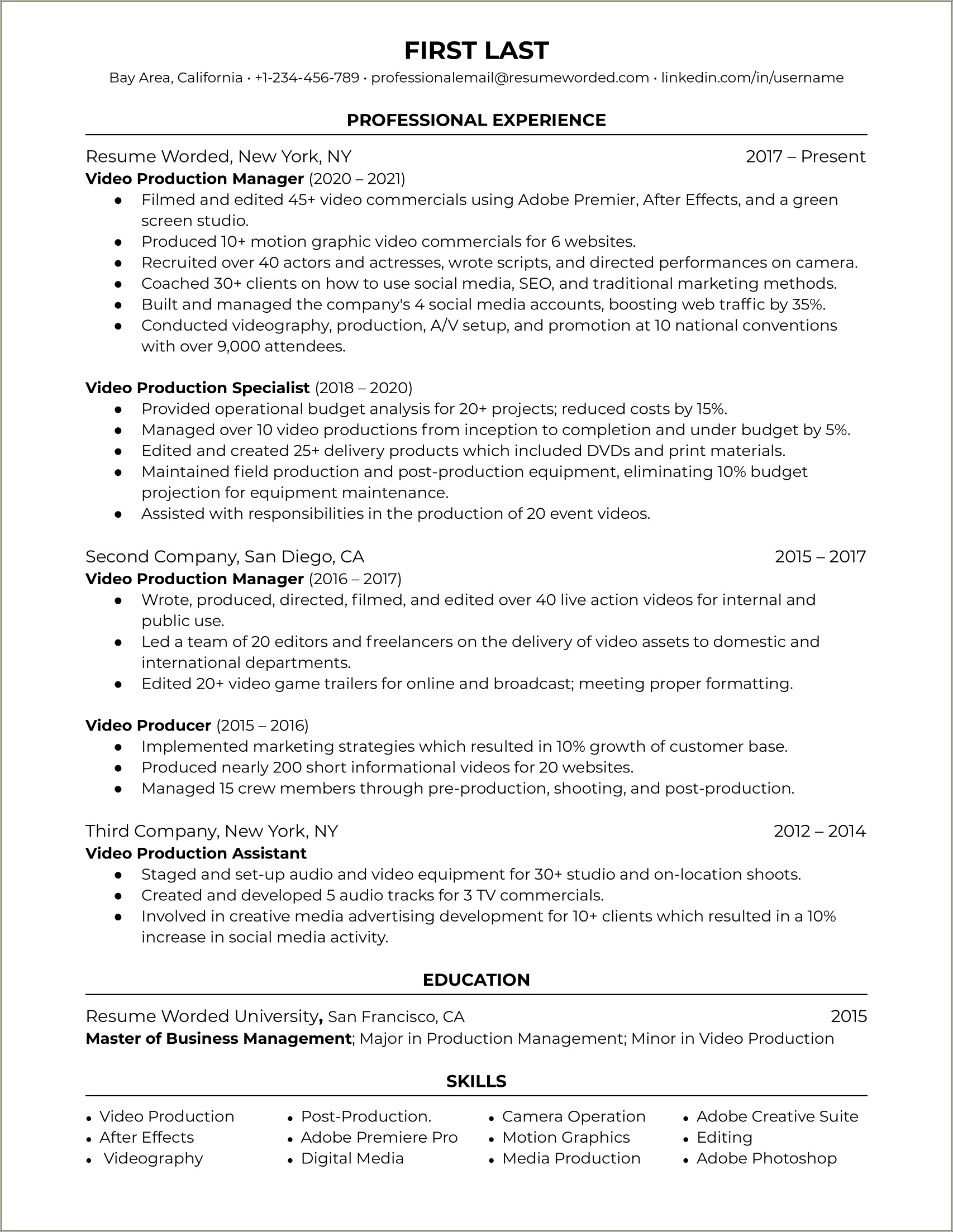 Skills To List On A Production Supervispr Resume - Resume Example Gallery