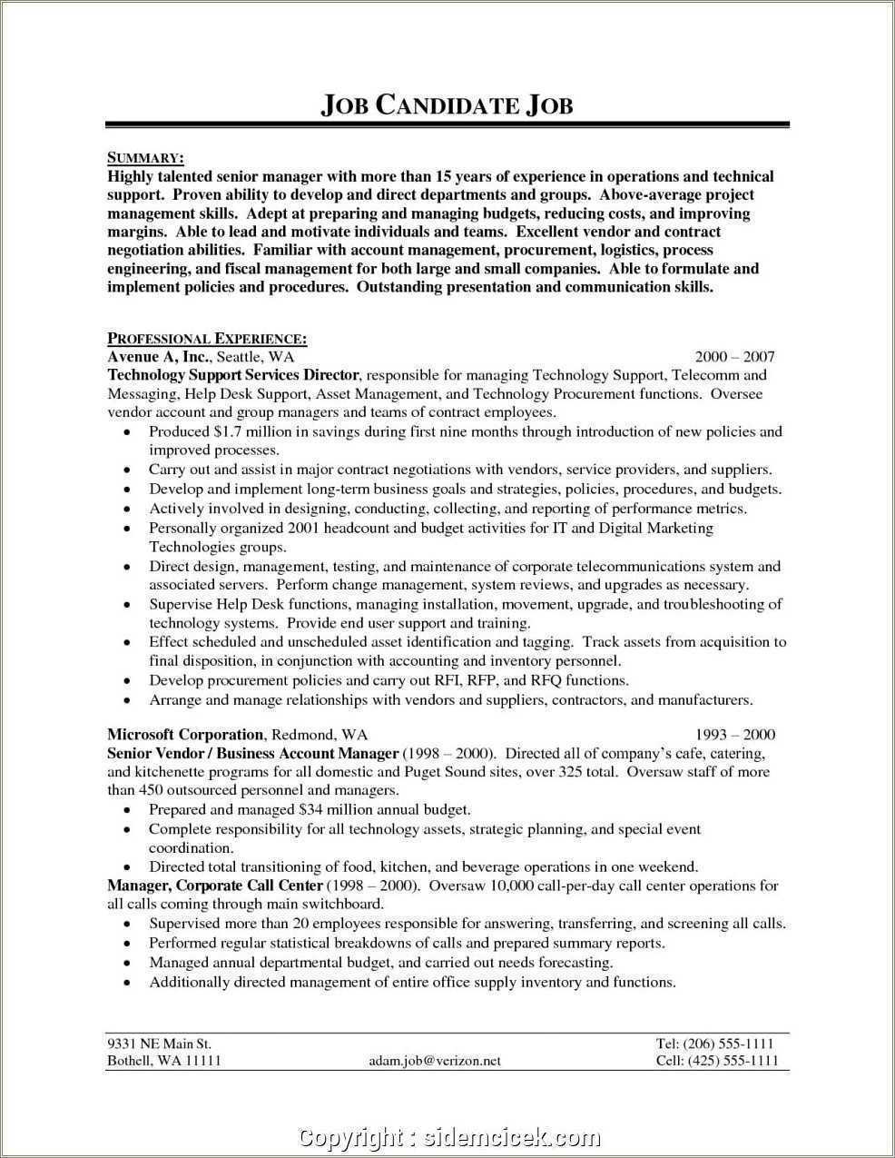 production support manager resume