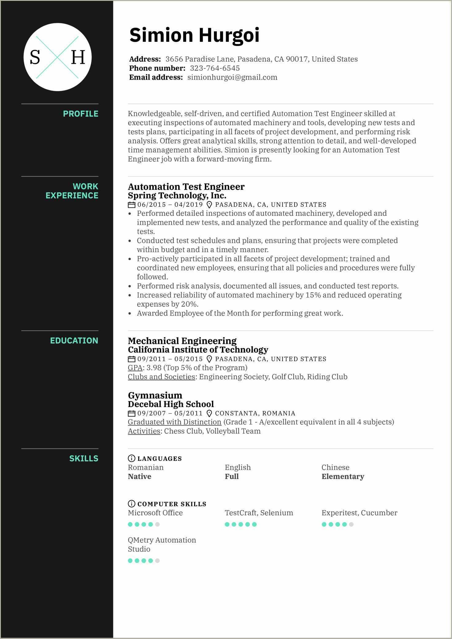 Professional Home Automation Resume Examples - Resume Example Gallery