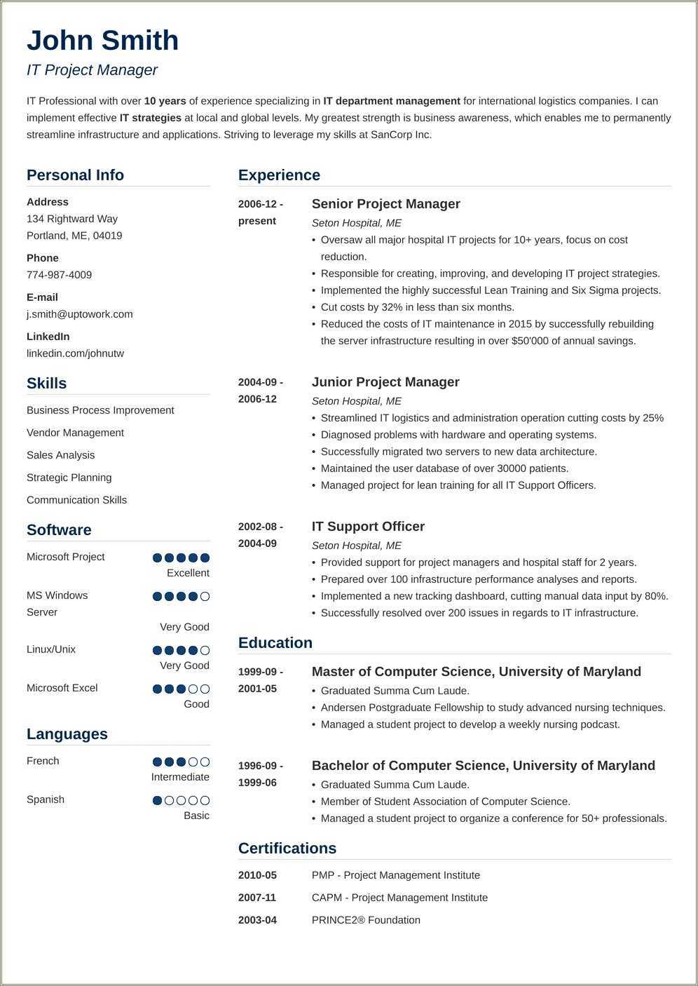 Professional Profile Resume Examples Program Manager - Resume Example ...