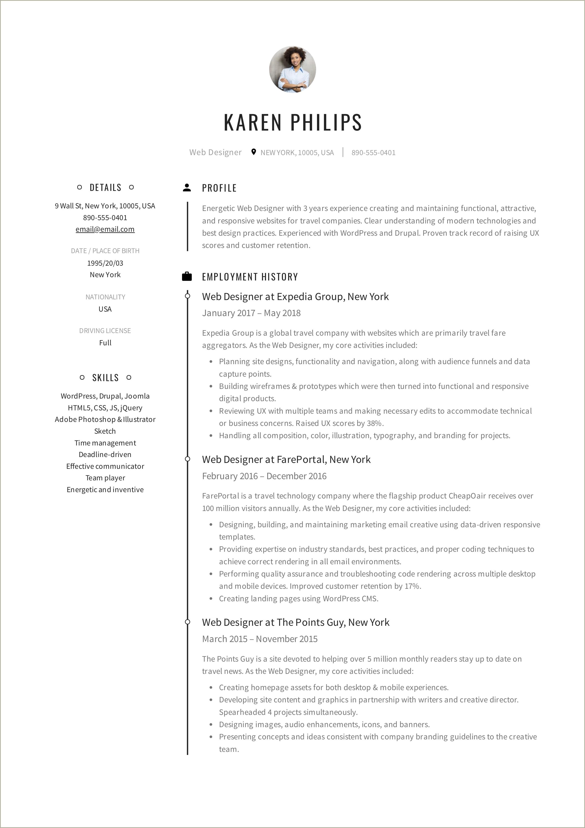 resume templates 2018