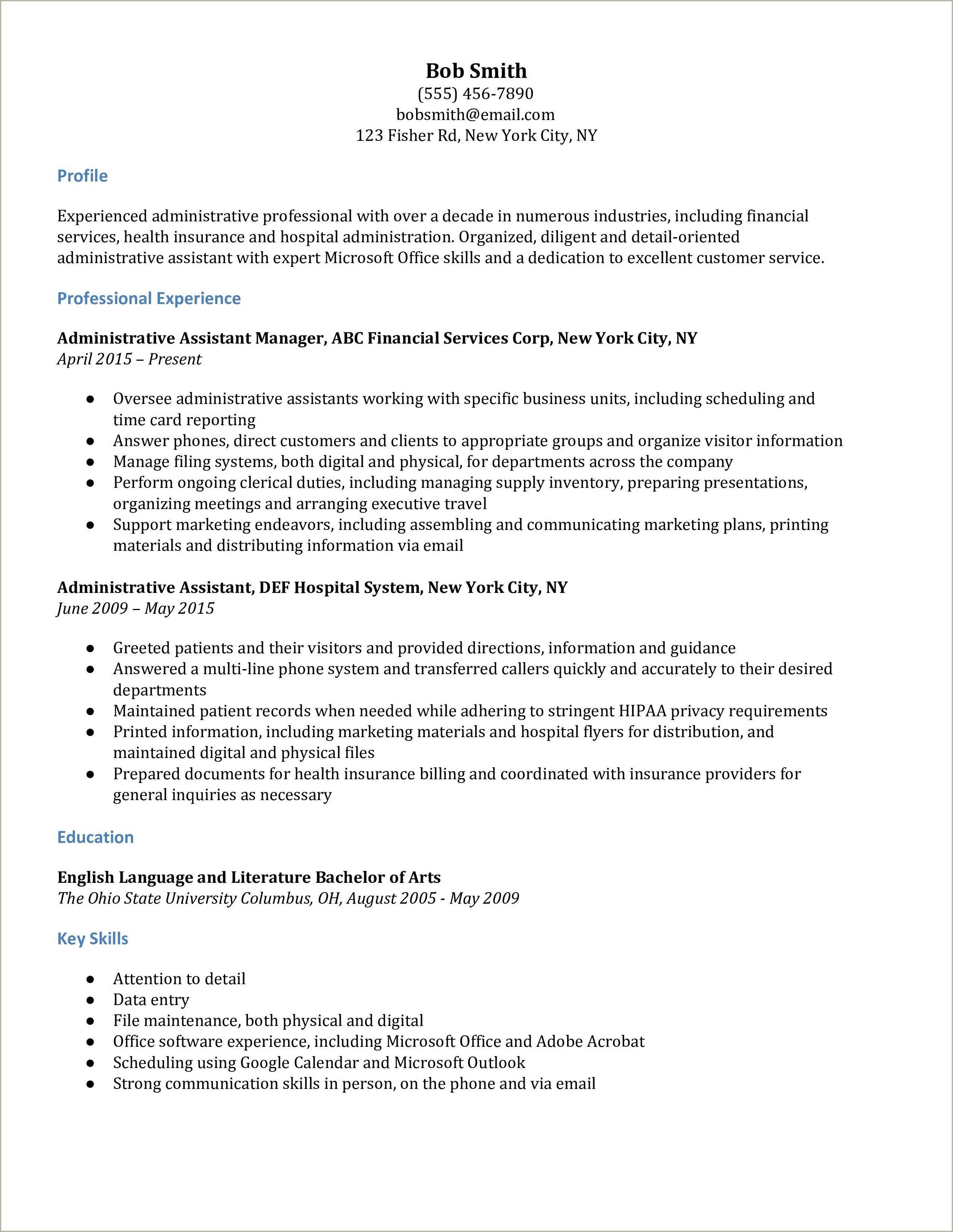 professional-summary-for-administrative-assistant-resume-resume