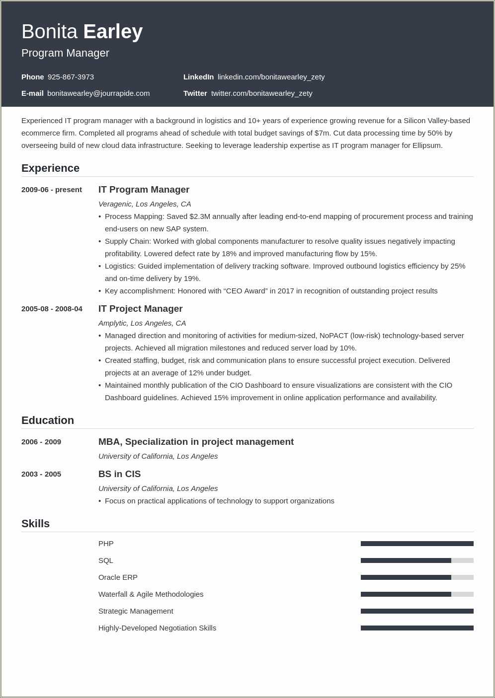 Msp Program Manager Resume Samples - Resume Example Gallery