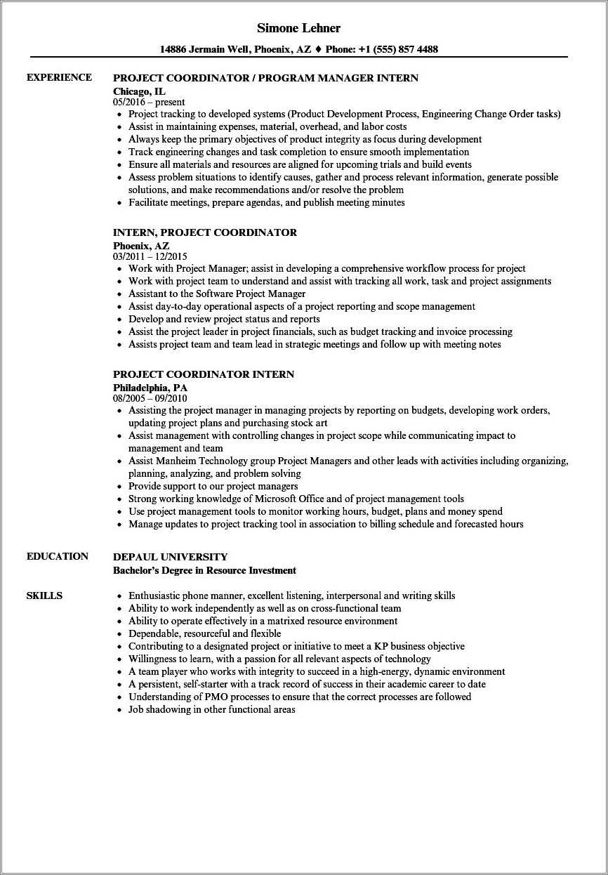 project-management-intern-resume-sample-resume-example-gallery