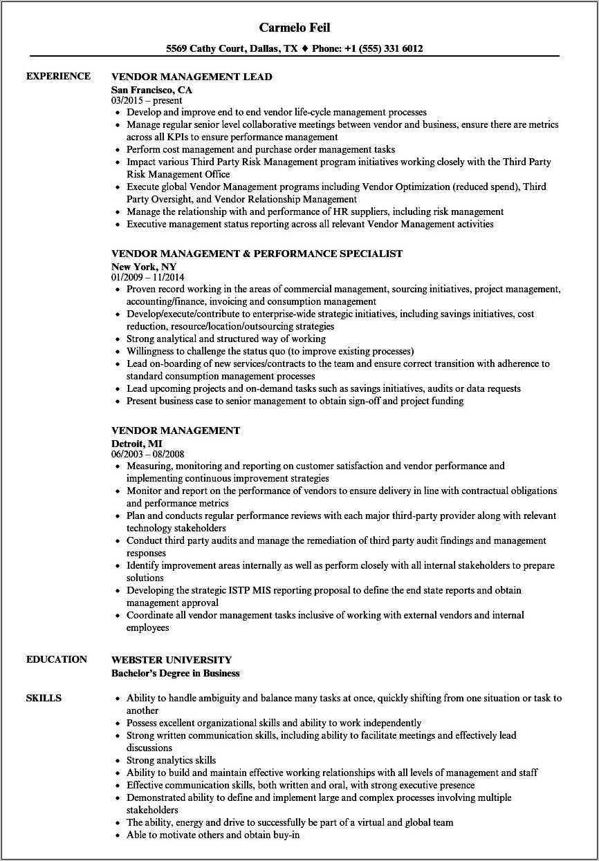 project-manager-vendor-management-resume-resume-example-gallery