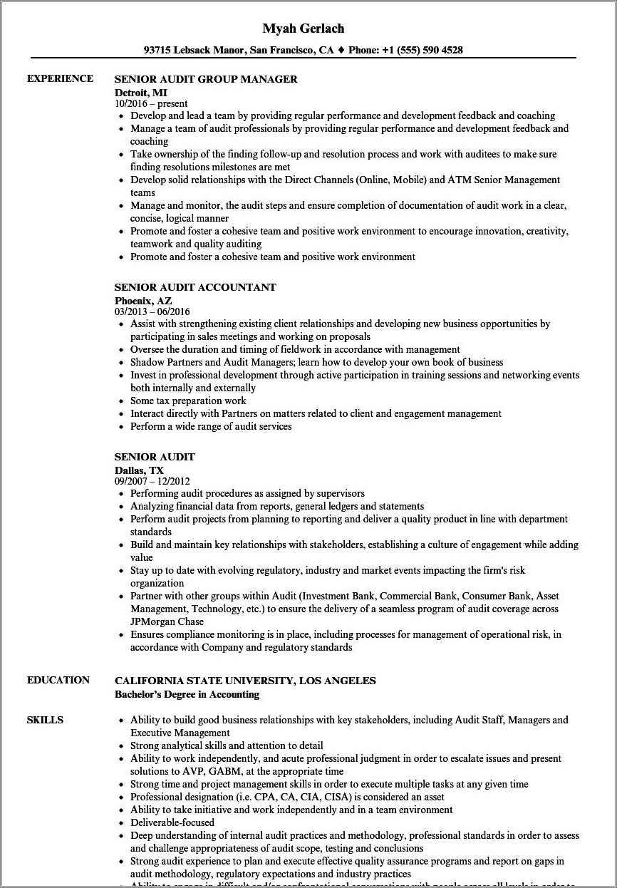 Public Accounting Auditor Resume Examples Resume Example Gallery