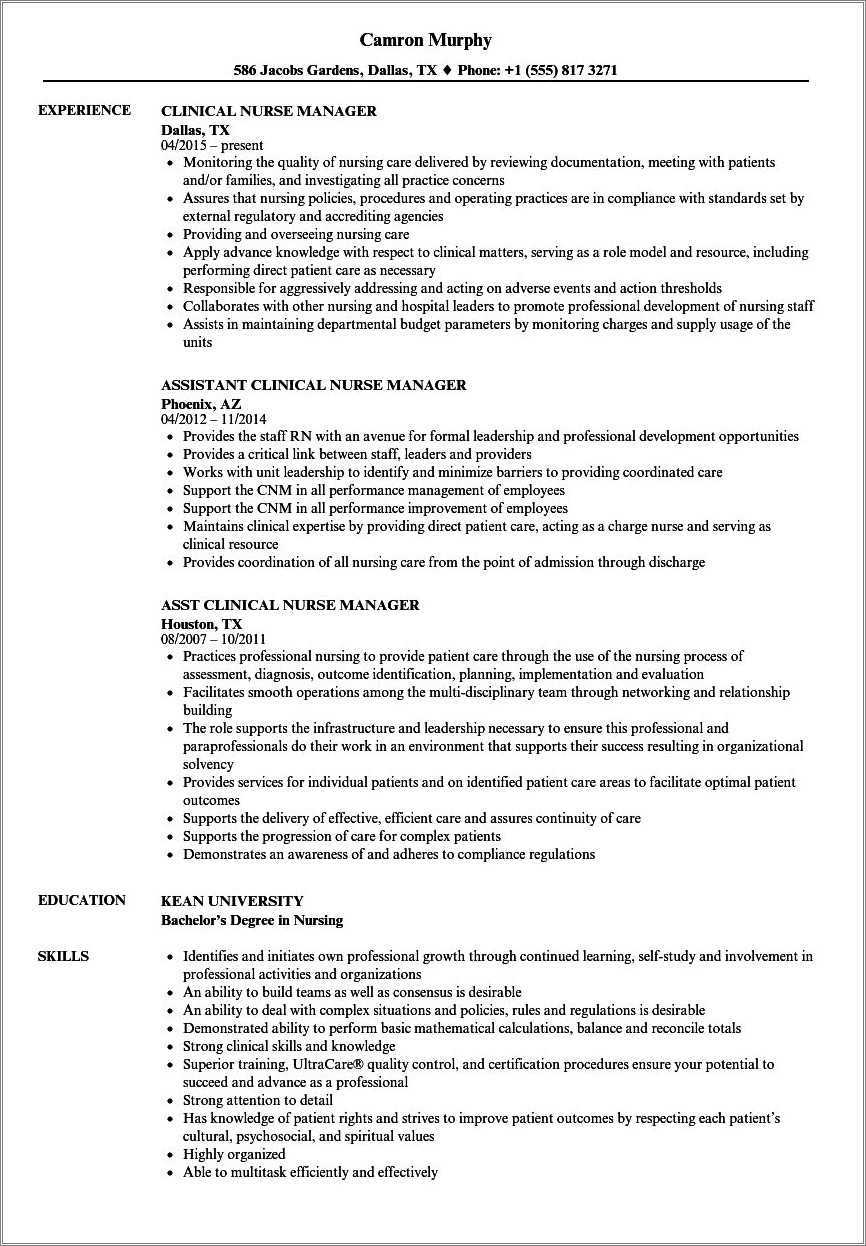 Public Health Nurse Supervisor Resume Example - Resume Example Gallery