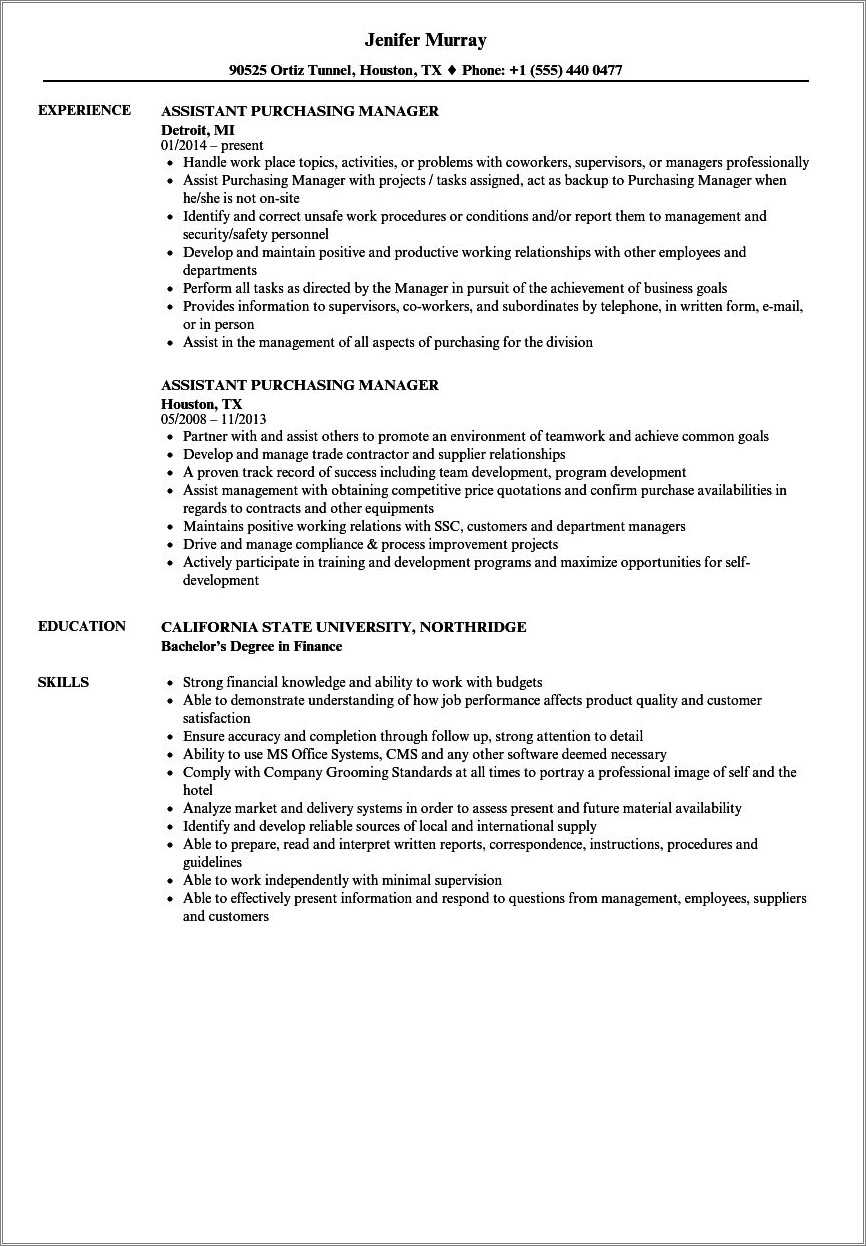 Purchase Officer Resume Format In Word India Resume Example Gallery