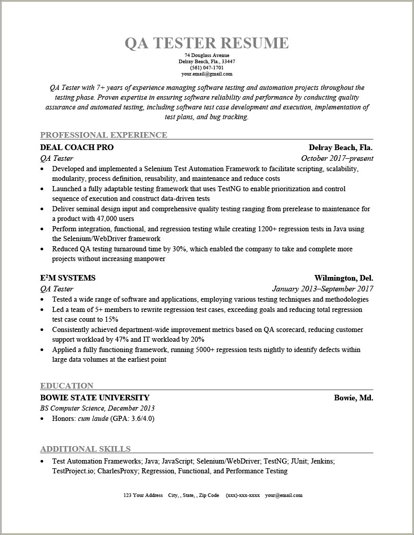 Quality Control Resume Sample Pdf