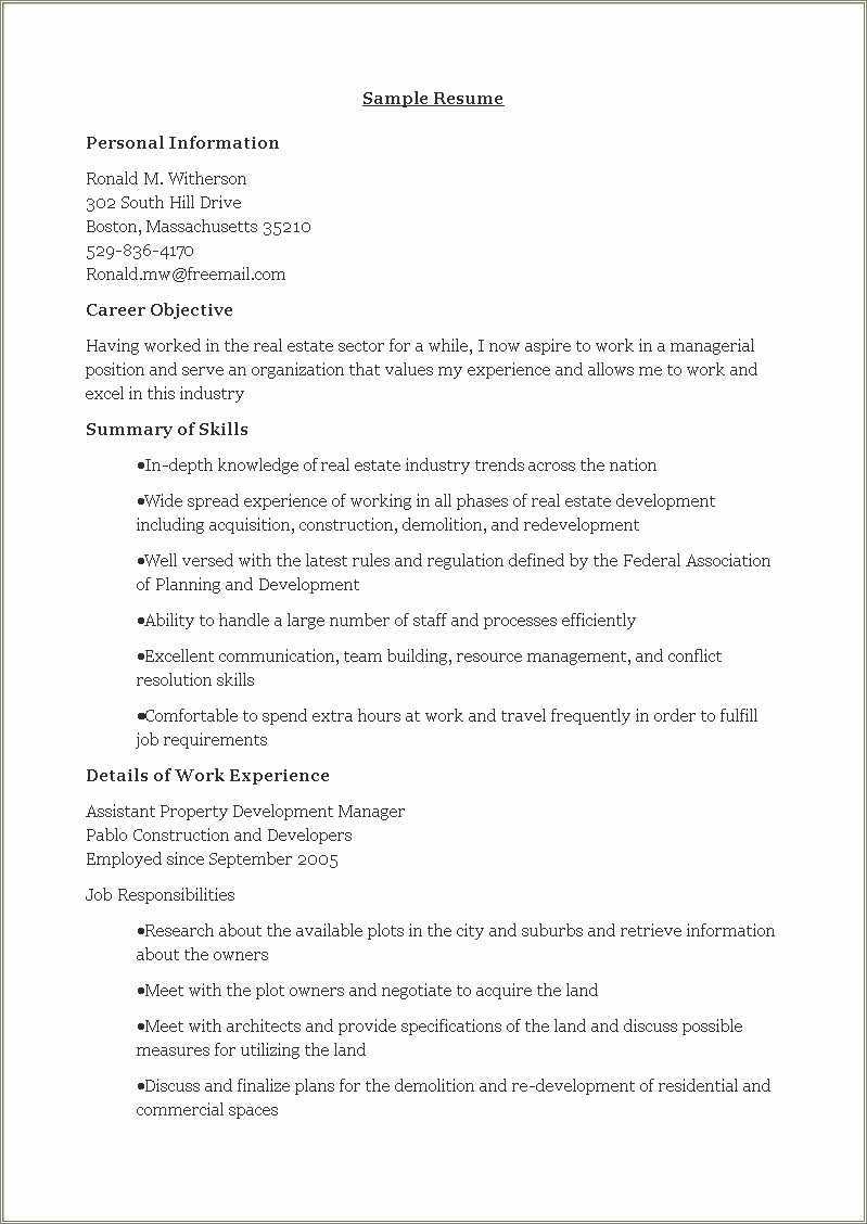 Real Estate Admin Sample Resume - Resume Example Gallery