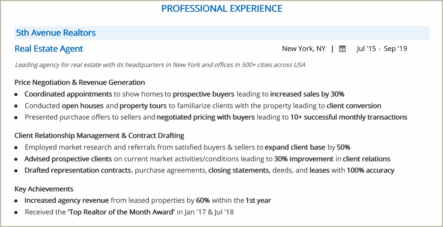 Real Estate Resume Career Objective Resume Example Gallery