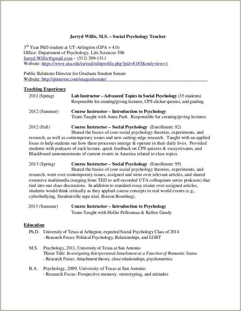 Psychology Resume Sample Penn State Resume Example Gallery